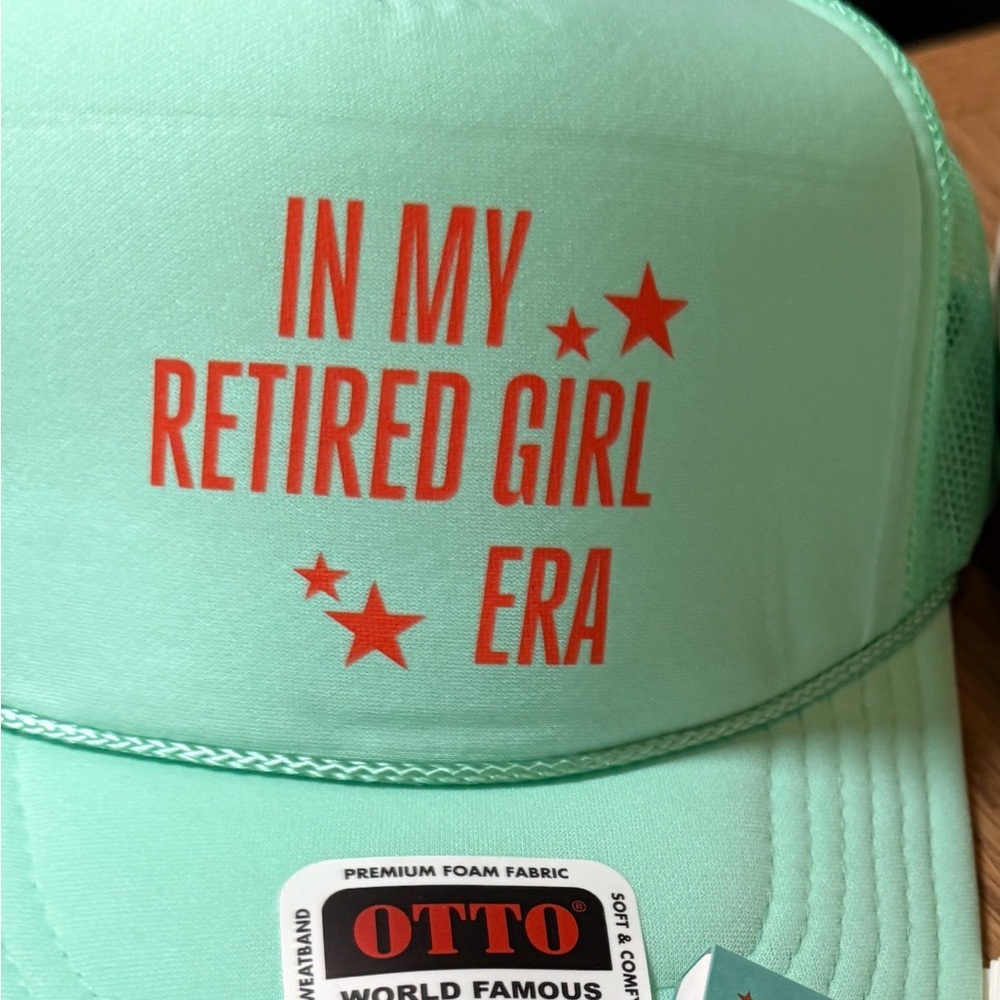 6! Mint Green Cap with Orange Stars